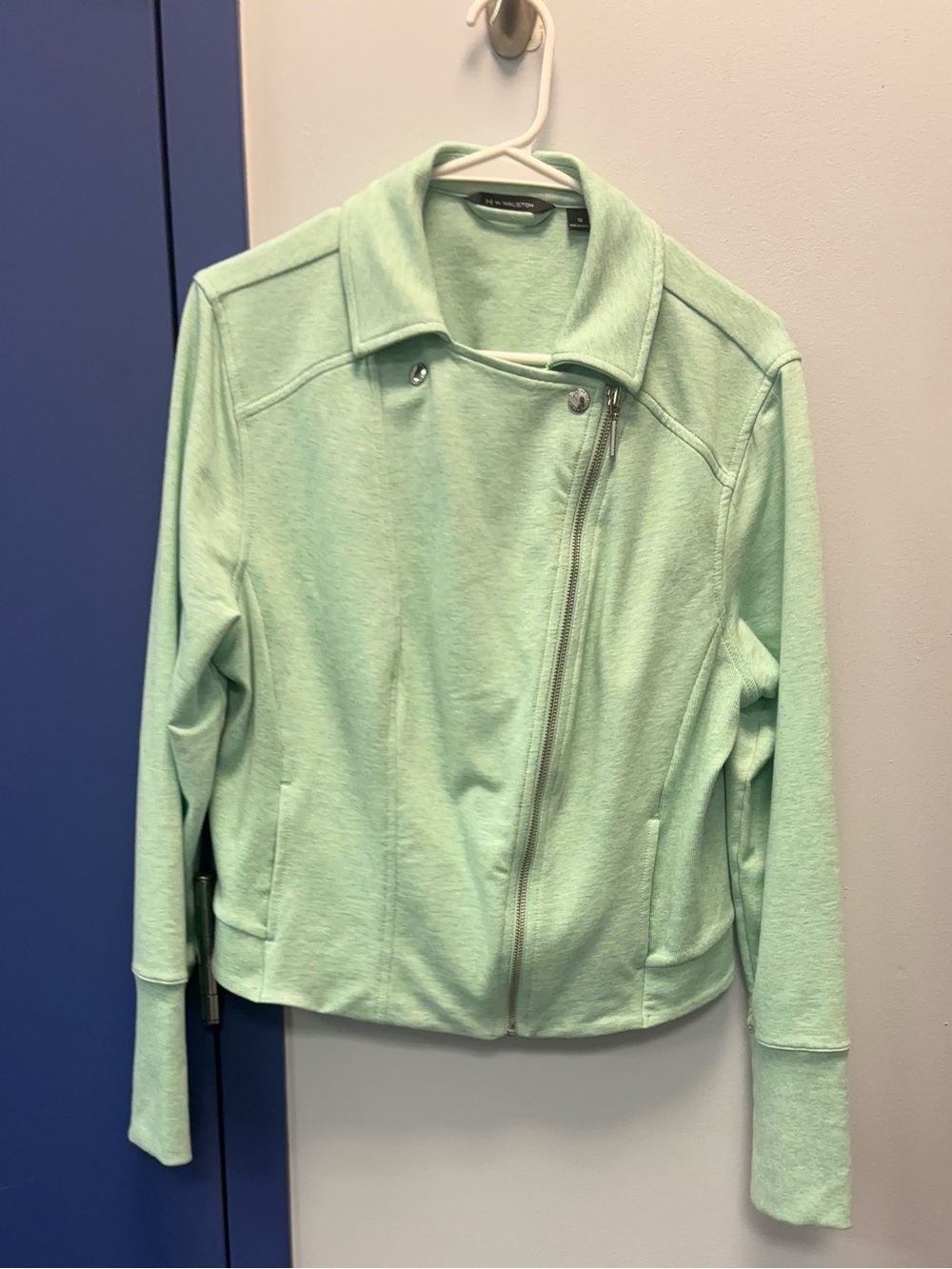 H by Halston Mint Green Asymmetrical Zip Jacket